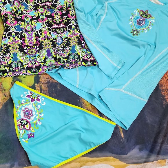Athleta Tankini, Rashguard & Reversible Bikini Bottom Bundle sz L EXCELLENT - Picture 2 of 16
